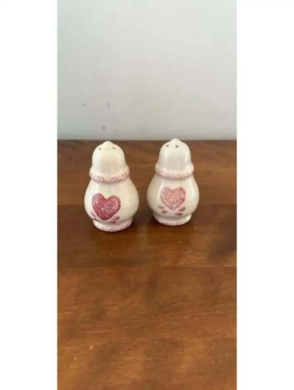 Pink heart  salt and pepper shakers